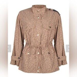 Neutral Leopard print jacket with cinch waist Women's Sz 16